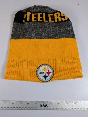 New Era Pittsburgh Steelers colorblock knit beanie Yellow Black And Grey